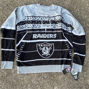 NFL Licensed Men's Raiders Black/ Grey/ White Light Up Ugly Sweater Medium NWT